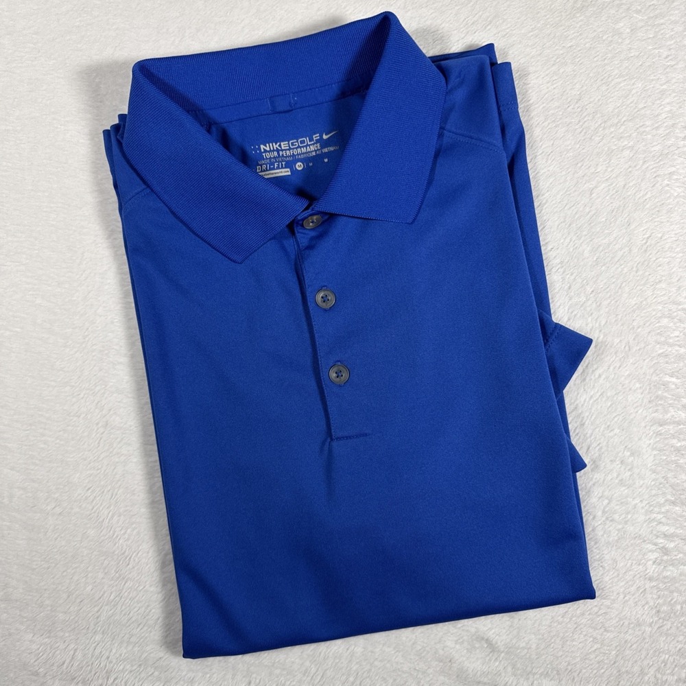 Nike Golf Polo Dri Fit Tour Performance Blue Short Sleeve Athletic Mens M - Picture 11 of 11